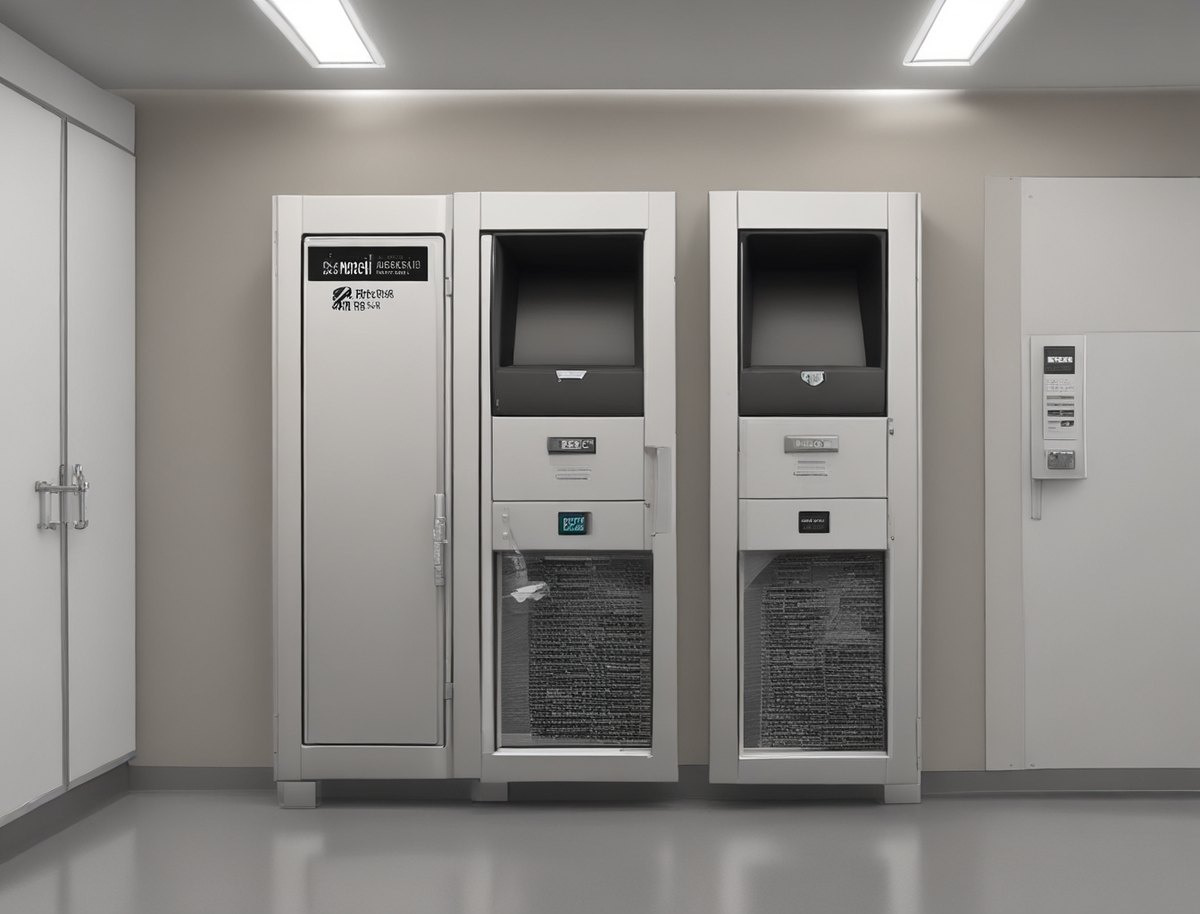 Concept render of integrated waste and composting units installed in a building service corridor.